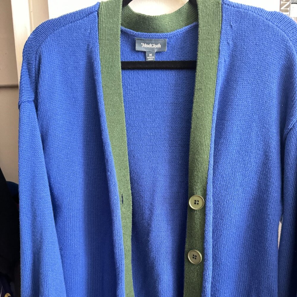 LIKE NEW | MODCLOTH - Oversized Chunky Colourblock Blue Sweater | Size M